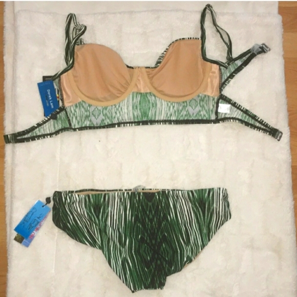 Derek Lam green print two piece bathing suit - Picture 4 of 4